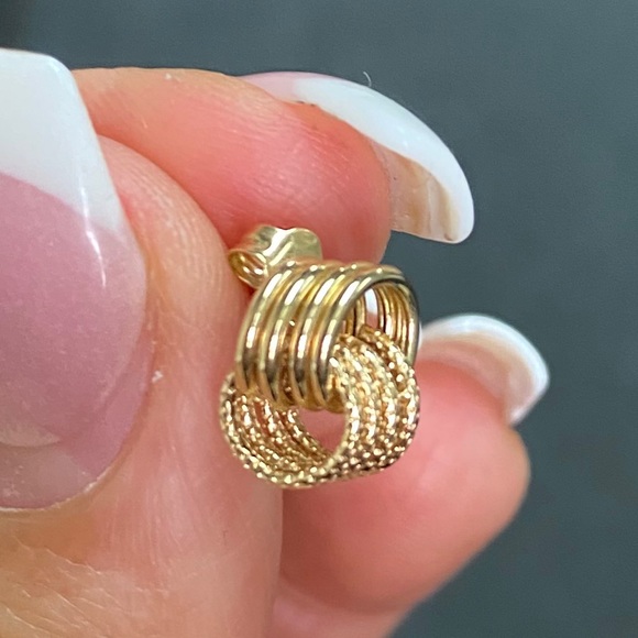 Solid 14K Gold unique cute stud Earrings pushback - Picture 8 of 9